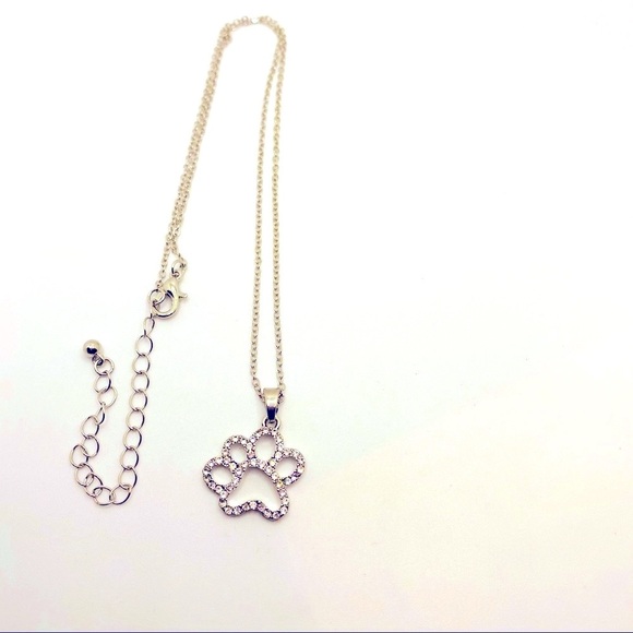 Necklace Paw Print in Rhinestones ! ADORABLE ! - Picture 12 of 15